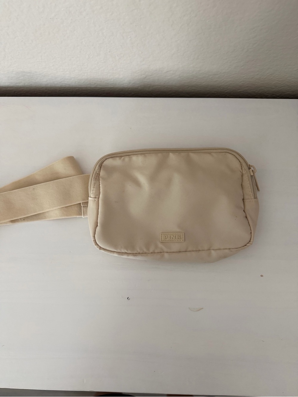 PINK Victoria's Secret Cream Belt Crossbody Bag